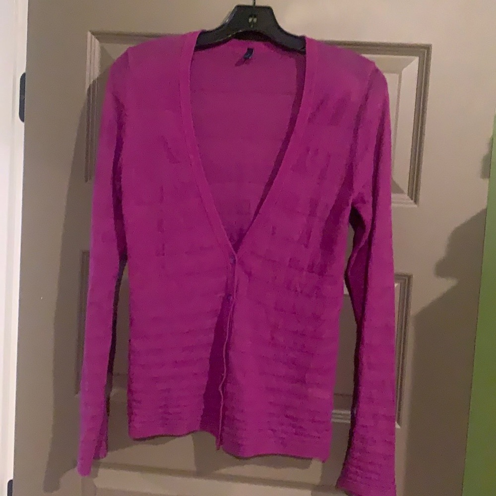 Beautiful raspberry colored Benetton cardigan sweater